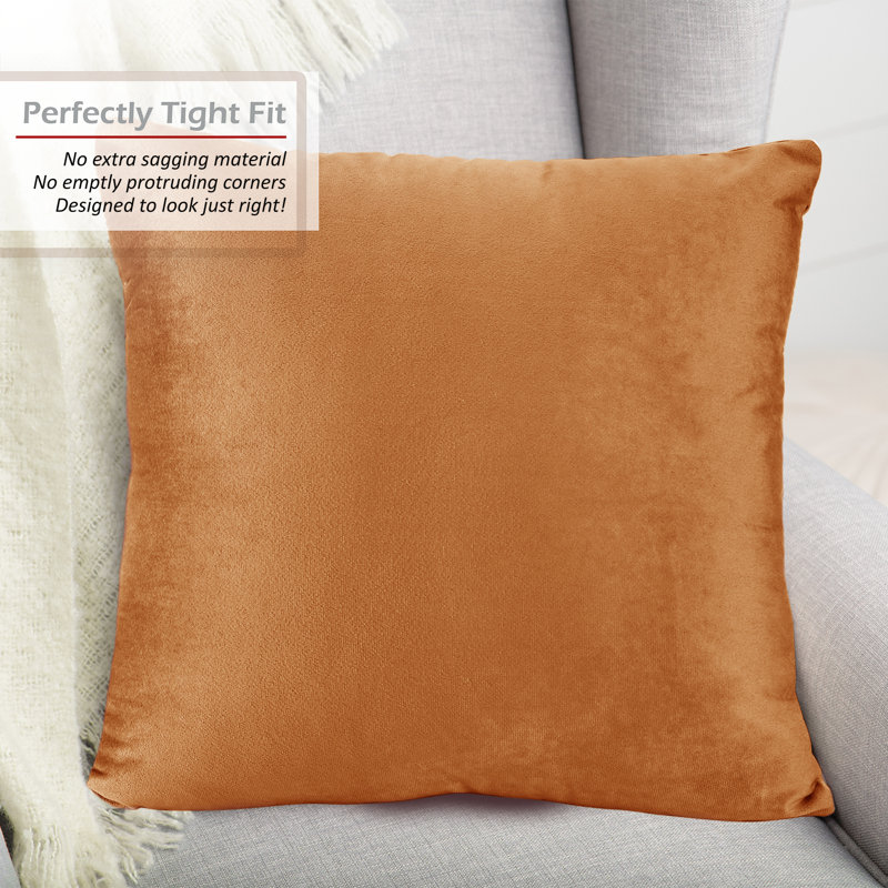 Rust Orange Brown Velvet Euro Pillowcases Set of 4