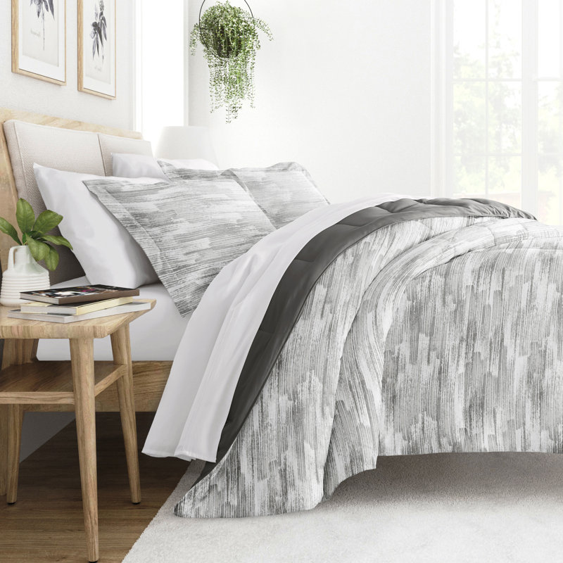 Twin Gray Organic Microfiber Reversible Down Alternative Comforter Set