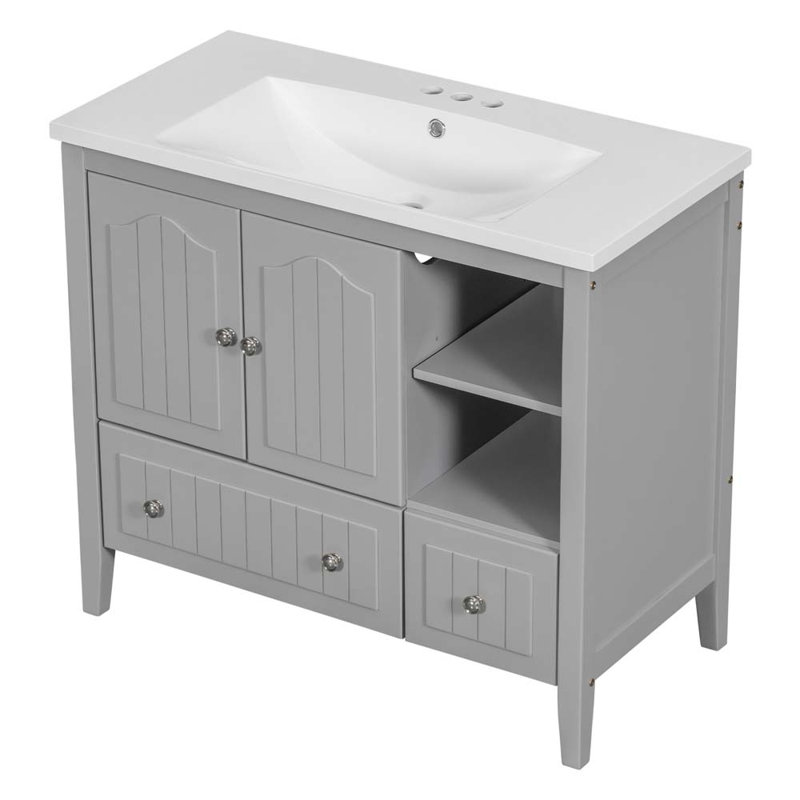 36 meuble-lavabo simple avec lavabo, gris
