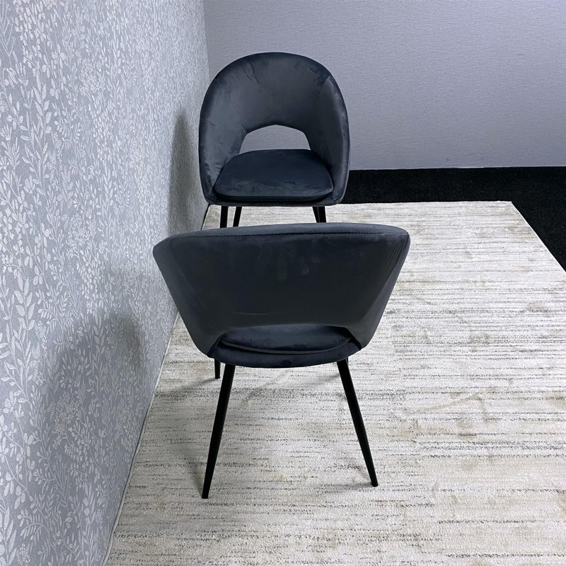 45cm H Metal Stacking Side Chair in Grey, 2