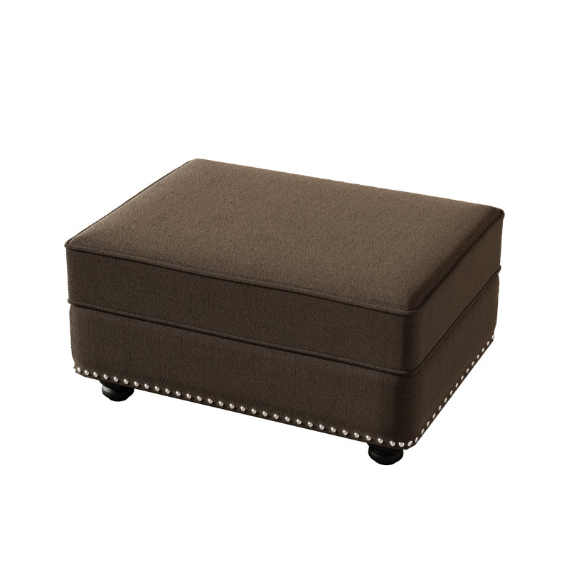 Repose-pieds en velours avec repose-pieds clouté - Banc modulaire brun pour le salon et la chambre à coucher, Brun