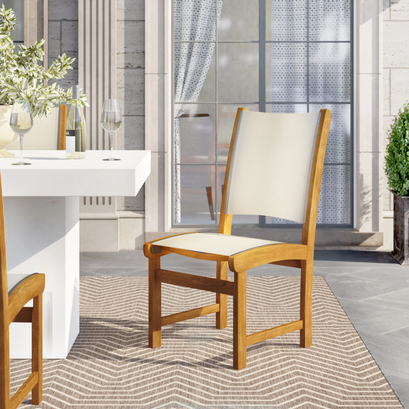St. Tropez Teak Patio Dining Side Chair, Sand