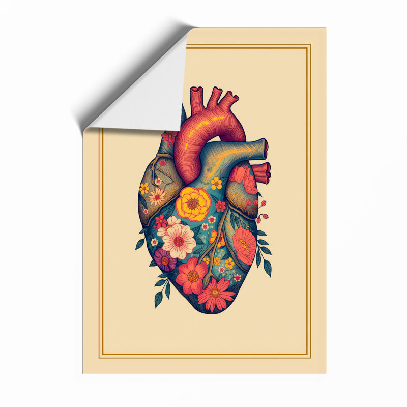 Heart in Bloom Botanical - Framed Print, A2 - 59.4 x 42.0 cm, Unframed
