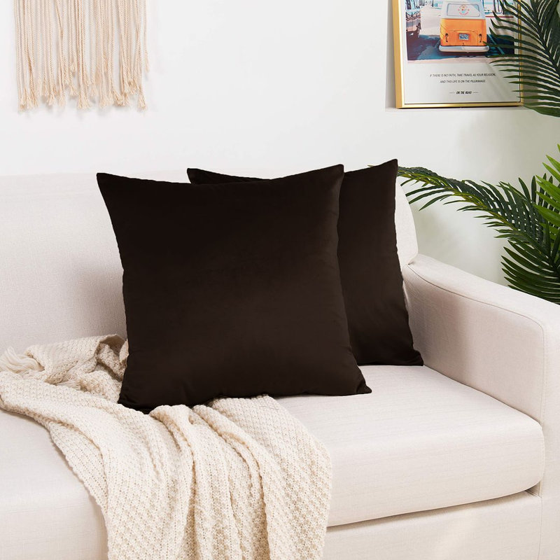 Shiny Velvet Pillow Cover, Square, 26"H x 26"W, Mocha