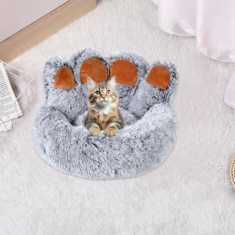 Coussin douillet en fausse fourrure 19,7 x 19,7 x 3,9 po Calming Dog, Gris foncé