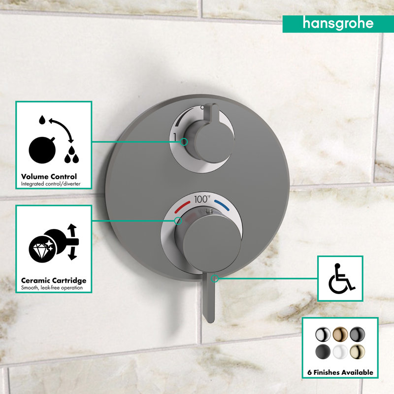 Ecostat S Temperature Memory Thermostatic Valve Trim with Diverter, Brushed Black Chrome