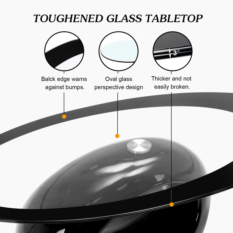Mosheim Glass Top Coffee Table, Black