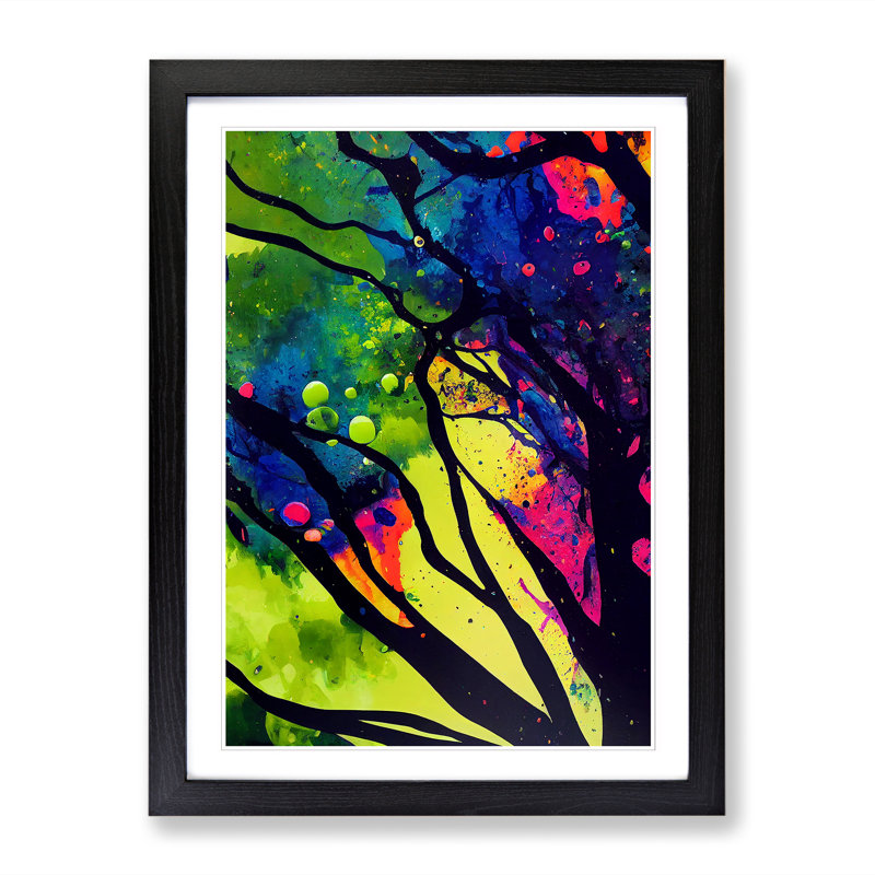 Rain Forest Splatter Vol.3 - Single Picture Frame Painting, Black, 64cm H x 46cm W x 2cm D