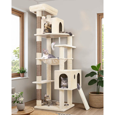 Très grand arbre à chat 70 po pour chats d'intérieur avec tour à griffer