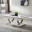 46.85" Coffee Table with White Marble Top, Modern Rectangular Faux Marble Coffee Table with Stainless Steel Pedestal, Luxury Gold Cocktail Centre Table for Living Room Office-1509688462