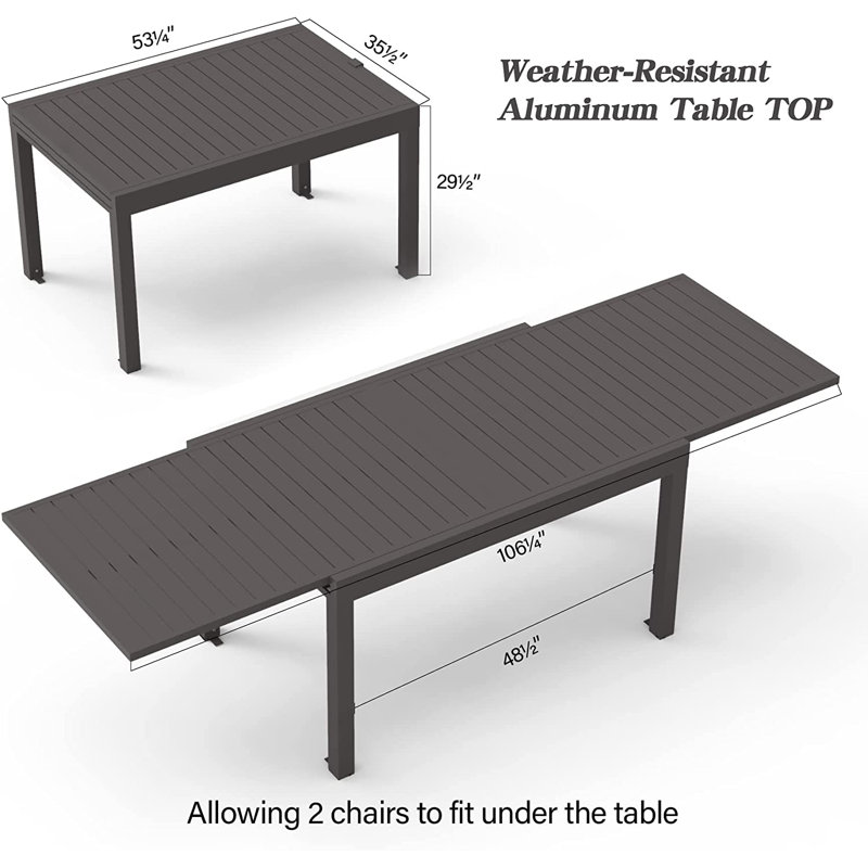 Extendable Rectangular Aluminum Outdoor Folding Dining Table