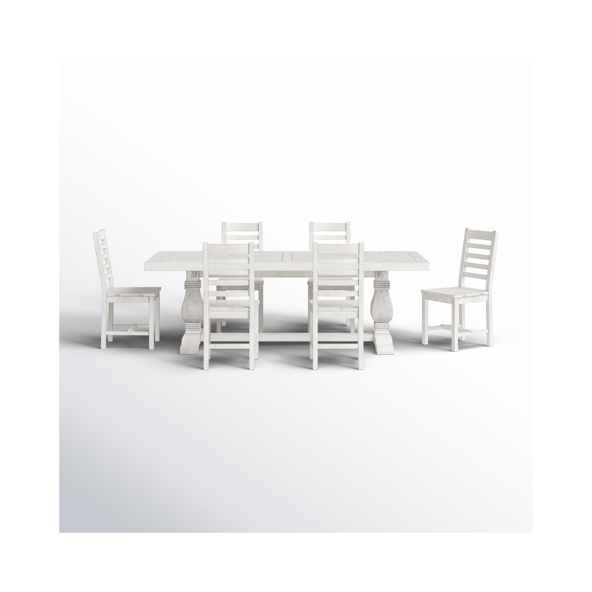 Kinston 7 Piece Dining Set, Distressed Ivory