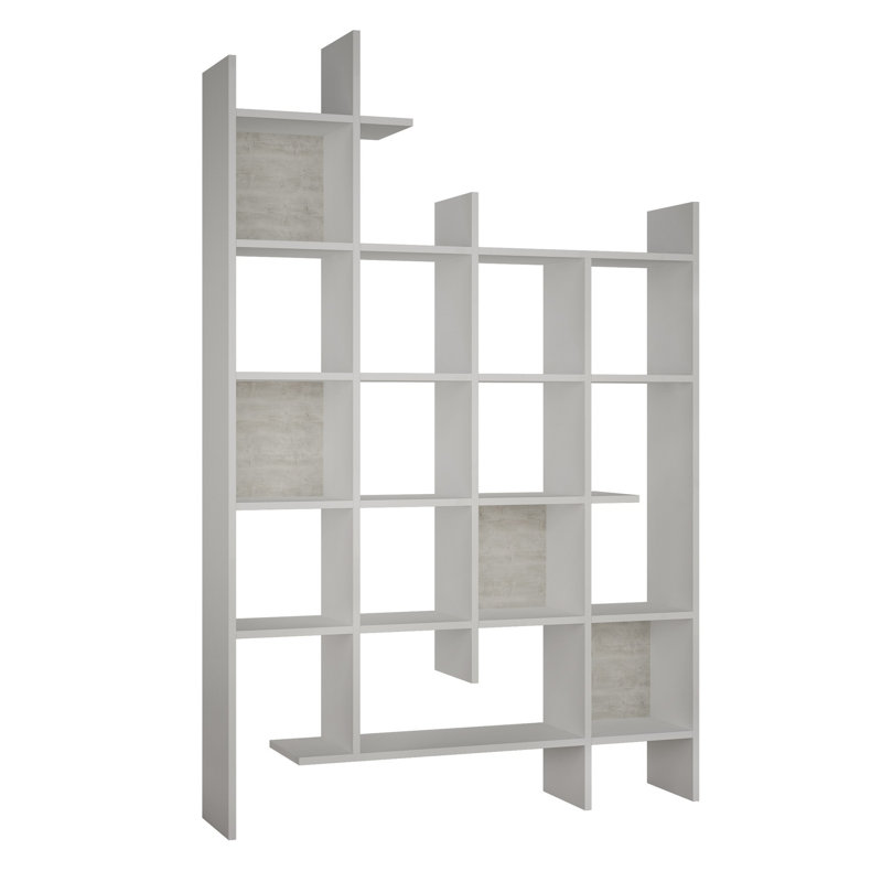 Bibliothèque Cheraw, panneau de particules 100% mélaminé, 48,0 x 74,0 x 10,0 pouces | Épaisseur: 0,7 pouce | Nombreuses tablettes, conception à fixation murale | Solution de rangement élégante et fonctionnelle pour la maison ou le bureau, finition 