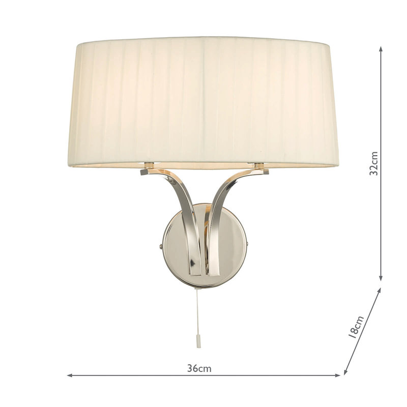 Articombe Candle Wall Light, Ivory, Polished Nickel