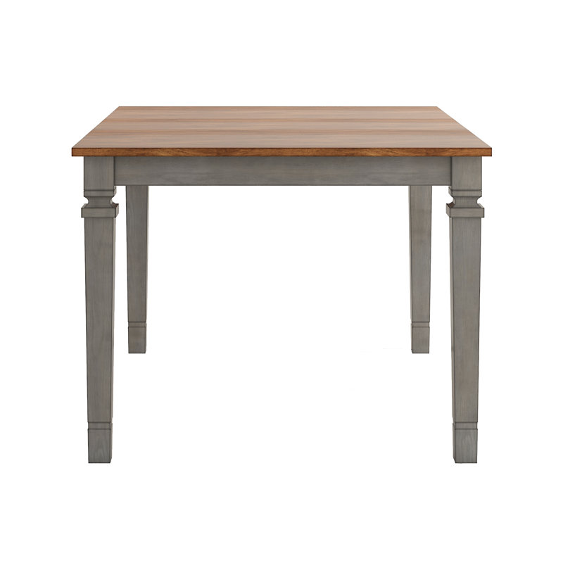 Alyra 48 " Extendable Rubberwood Square and Rectangular Solid Wood Top with Solid Wood Base Dining Table, Antique Gray