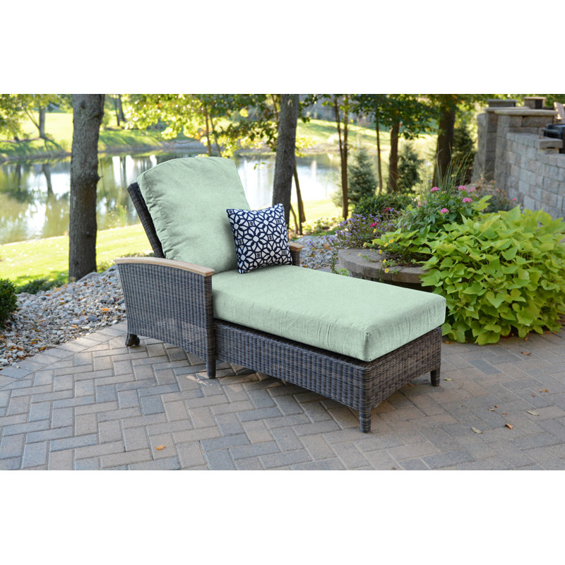 Bella Outdoor Teak Chaise Lounge, Brown, Canvas Spa Sunbrella® Canvas