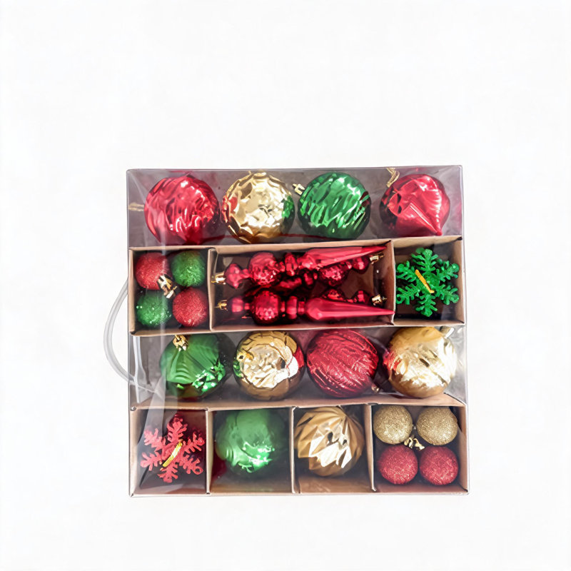 Ensemble de 12 boules de Noël incassables, décorations d'arbre en plastique, boucles de suspension pré-enfilées, boules de Noël légères à branches multiples