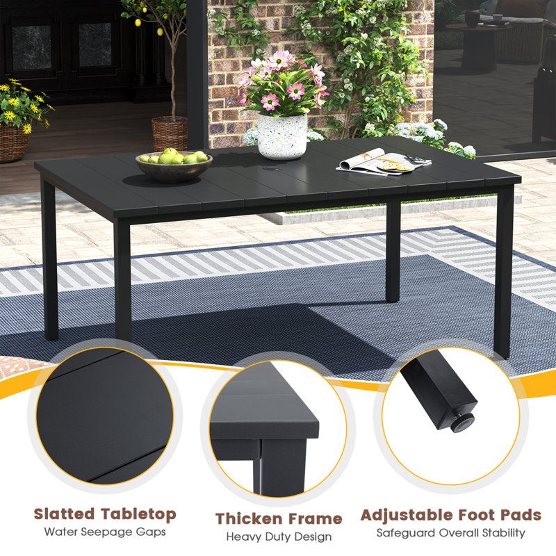 Patio Dining Table, Black