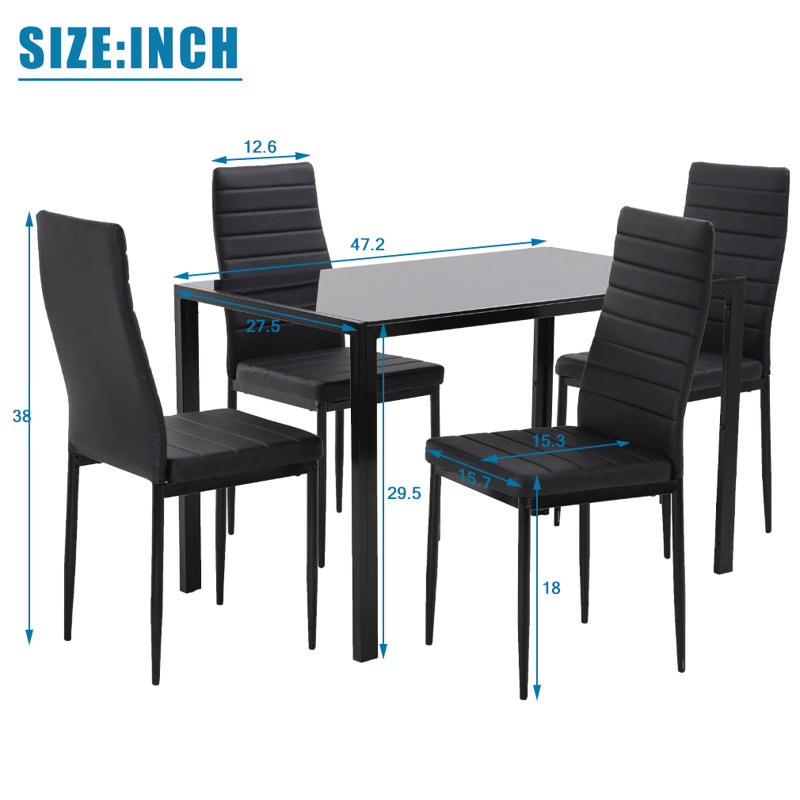 Ensemble repas pour 4 personnes Dokota, Noir