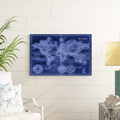 «Indigo World Map», impression sur toile