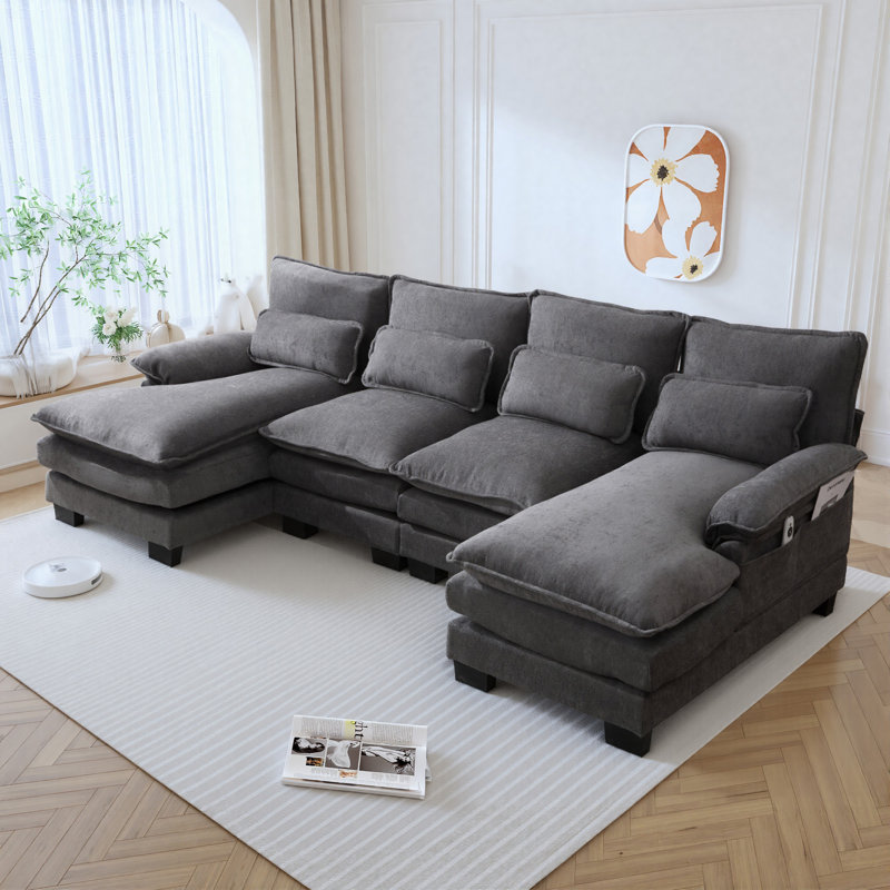 Canapé modulaire Chenille, Gris chenille