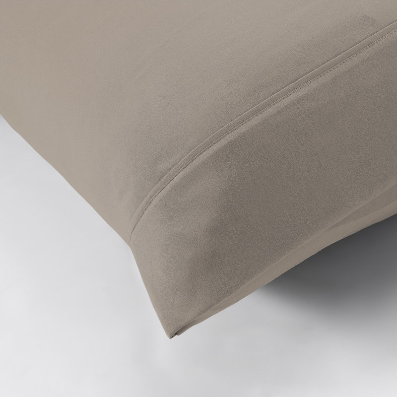 Ensemble de draps en microfibre 4 pièces Modern, Ensemble de draps pour grand lit avec 2 taies d'or, Kaki