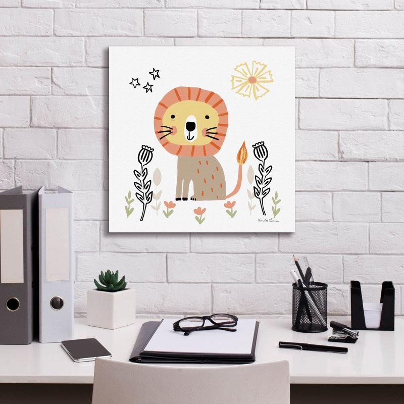 «Baby Lion» par Farida Zaman, art mural sur toile, H 18 po x l 18 po