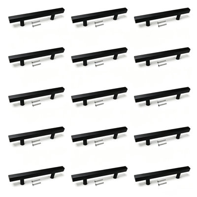 Ensemble de 5 poignées d'armoire rondes en acier inoxydable noir mat moderne, poignées de bar, poignées de tiroir et poignées de modèle CPMBXMO0003 Distance entre les trous: 3 3/4 po