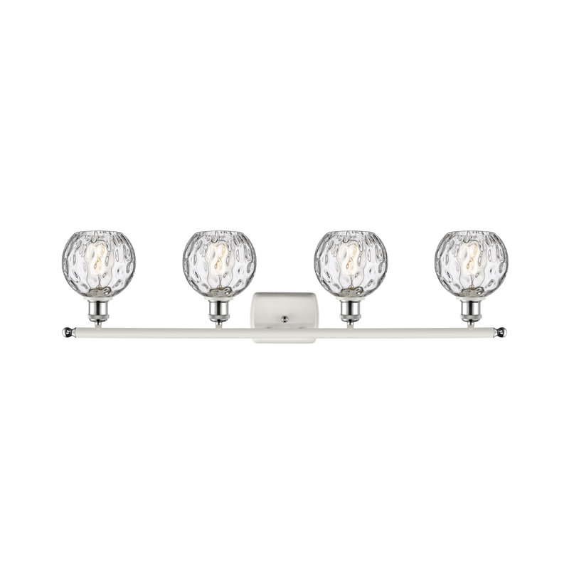 Éclairage pour salle de bain 4 lumières Almatine, Chrome blanc poli, Incandescente