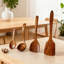 Ensemble 5 pièces d'ustensiles de cuisine en bois de qualité supérieure pour la cuisson, la friture et le service