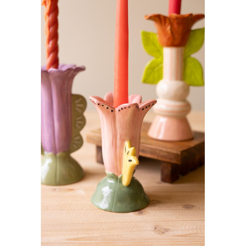 ENSEMBLE DE TROIS PORTE-BOUGIES EN CÉRAMIQUE