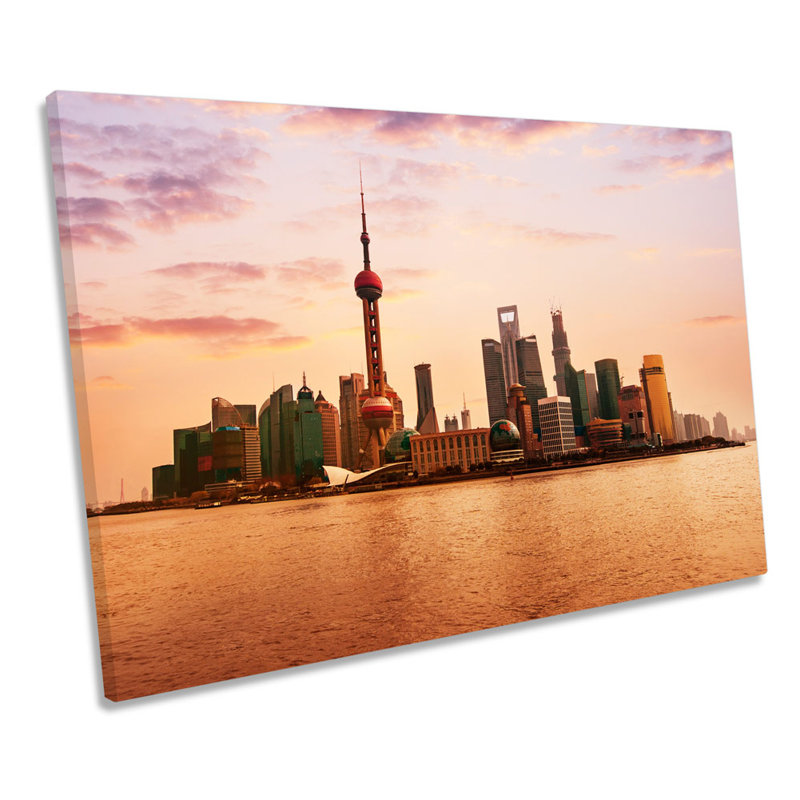 Shanghai China Skyline City - Wrapped Canvas Print, 30.5cm H x 45.7cm W x 2cm D