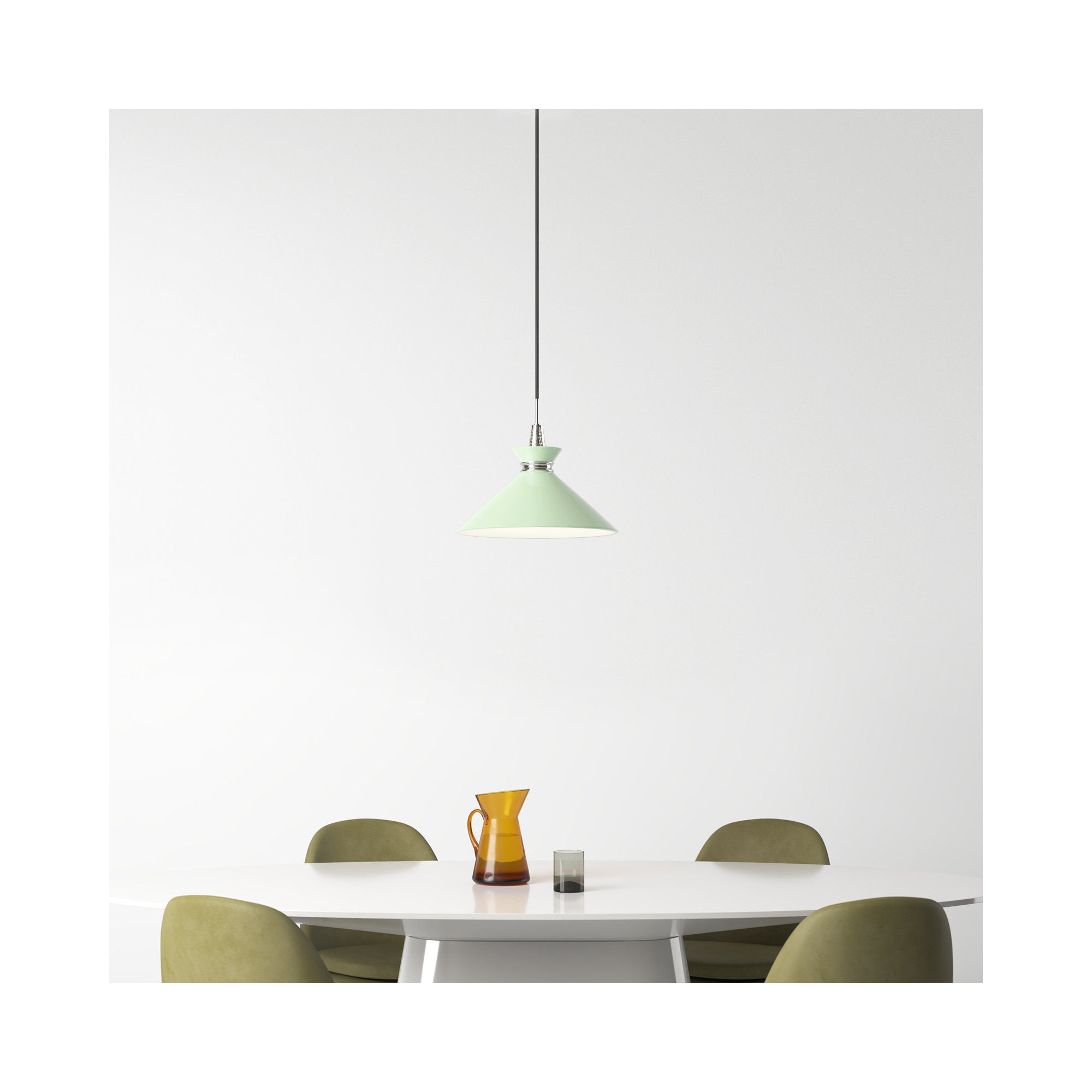 Corby Single Light Metal Pendant, Polished Nickel, 15.25" H x 18" W x 18" D, Mint