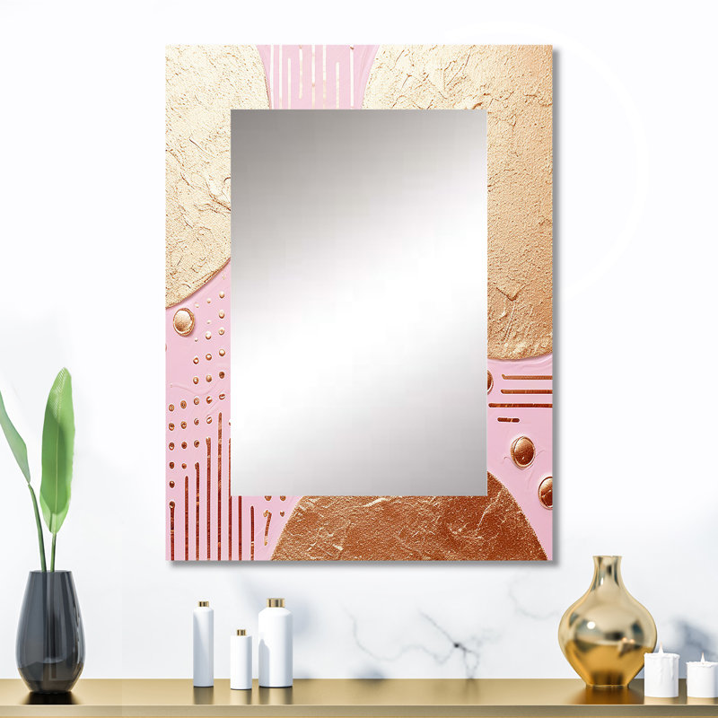 Golden Full Moon Glam Simplicity - miroir mural décoratif géométrique, miroir moderne, impression d'art en métal