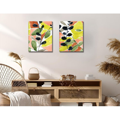 Superbes peintures décoratives sur toile (2 pièces), 11,8 x 15,7 pouces chacune | 50% coton / 50% polyester, impression numérique sur toile | Cadre en bois élégant (0,8 x 1,2 pouces) | Parfait pour la décoration intérieure et les amateurs d'art