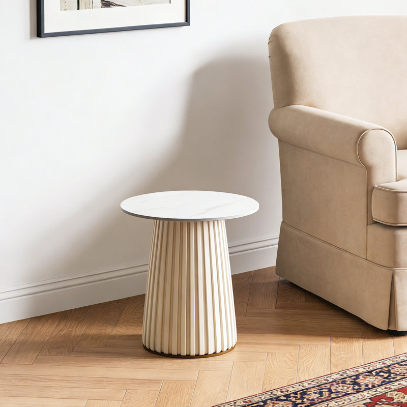 Marble Top End Table, 17.72" H x 15" W x 15" D