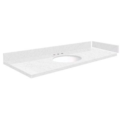 55.5'' Quartz Single Vanity Top with Sink and 3 Faucet Holes -  Transolid, VT55.5x22-1OU-LYR-8