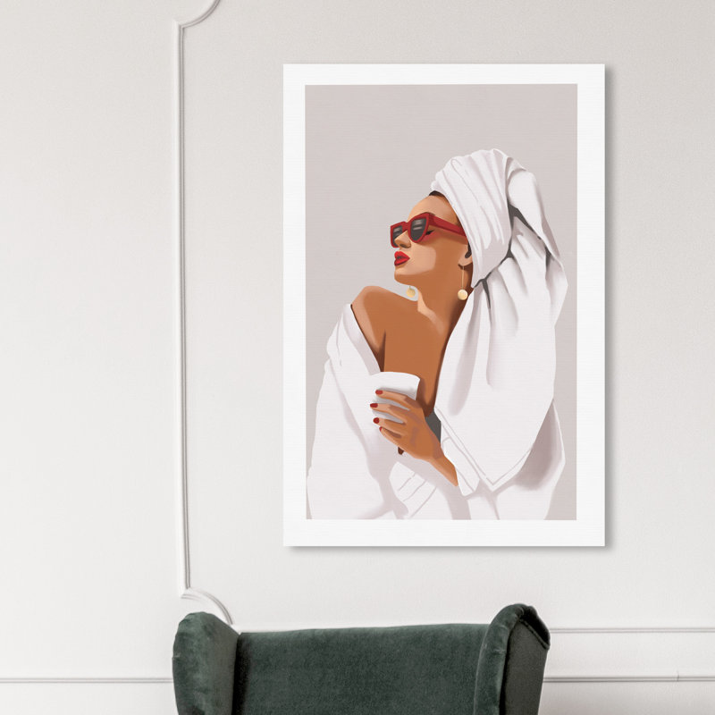 «Her Morning routine» - impression, H 45 po x l 30 po, Toile tendue, Sans cadre