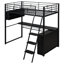 Lit mezzanine simple en métal avec bureau à DEL et tablettes-1476274071