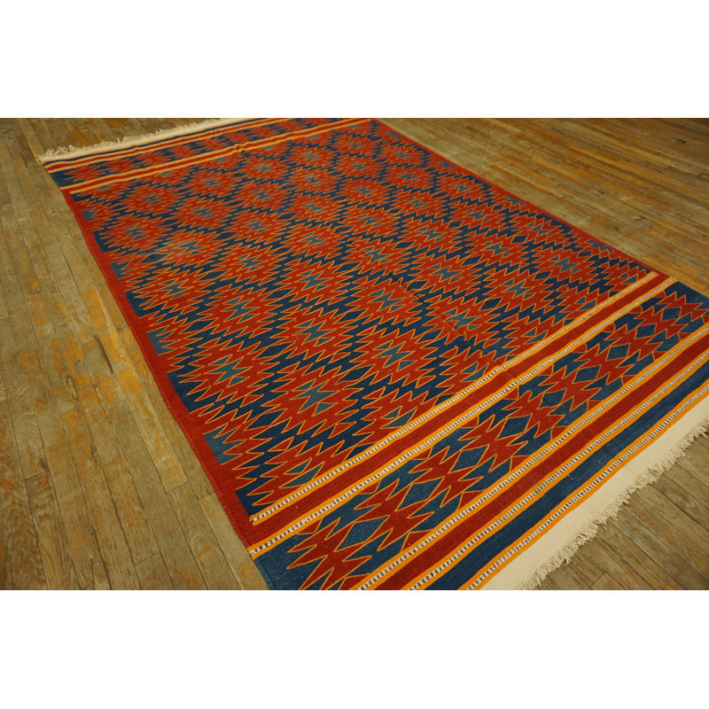 Antique Dhurrie Hallway Runner Cotton Blue Rug
