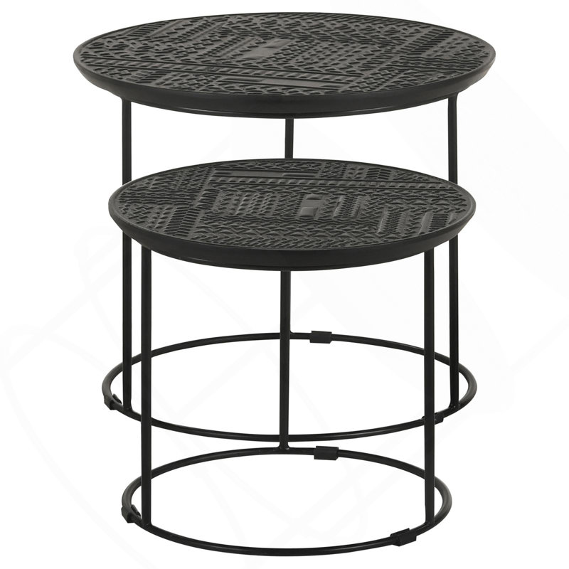 Table gigogne 2 pièces noir mat