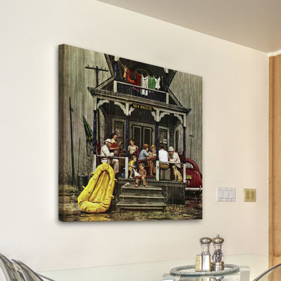 Rainy Day At Beach Rental by Stevan Dohanos - Wrapped Canvas Painting