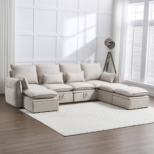Canapé modulaire 7 pièces 114 "avec 3 repose-pieds 114"