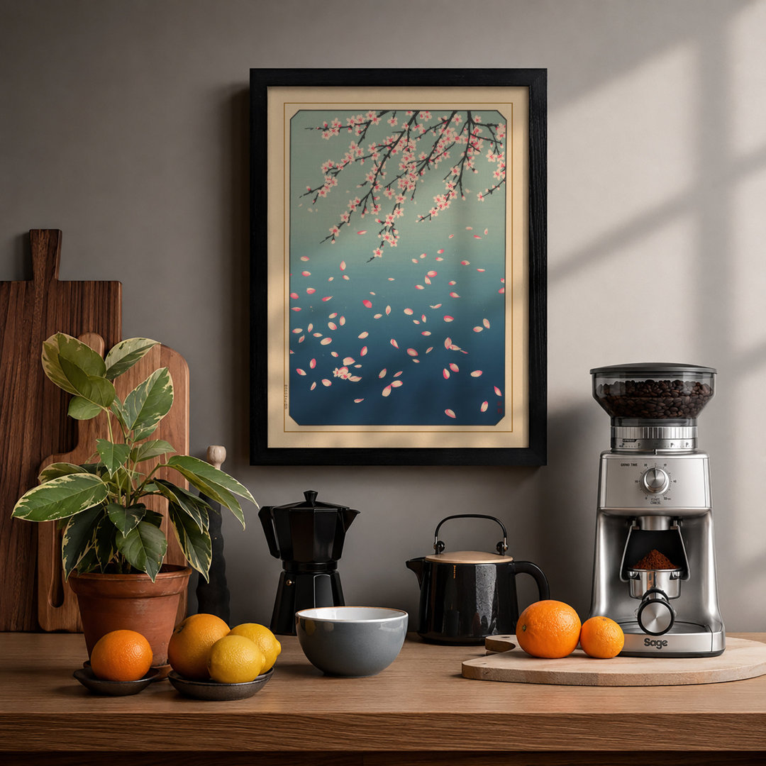 Moonlit Cherry Blossom Japandi - Framed Print