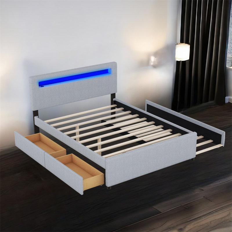 Irtu Upholstered Platform Storage Bed, Gray