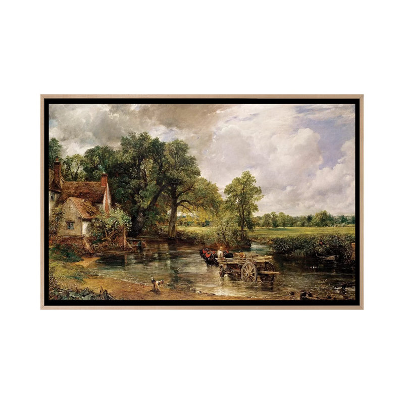 The Hay Wain, 1821 by John Constable - Floater Frame Print on Canvas, 45.72cm H x 66.04cm W, Oak