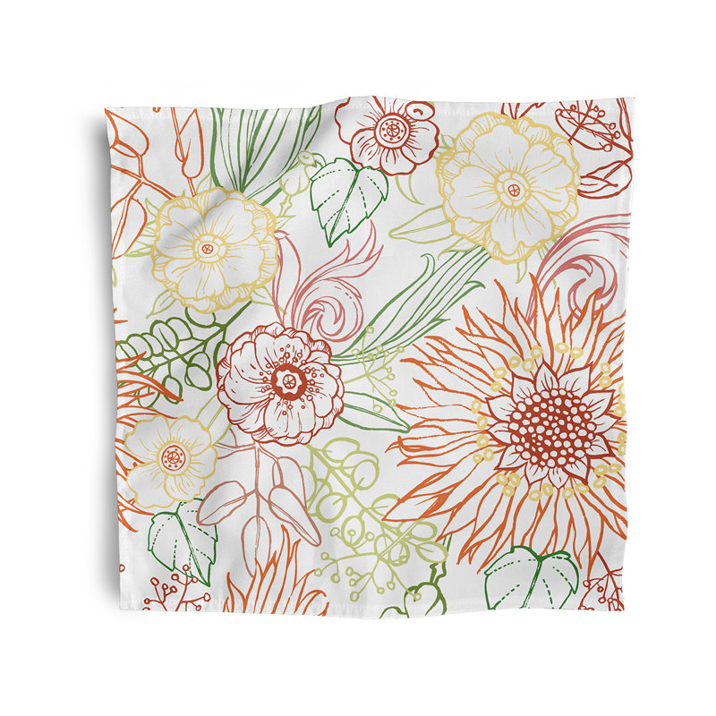 Chyrell Polyester Floral Square Napkin, Orange