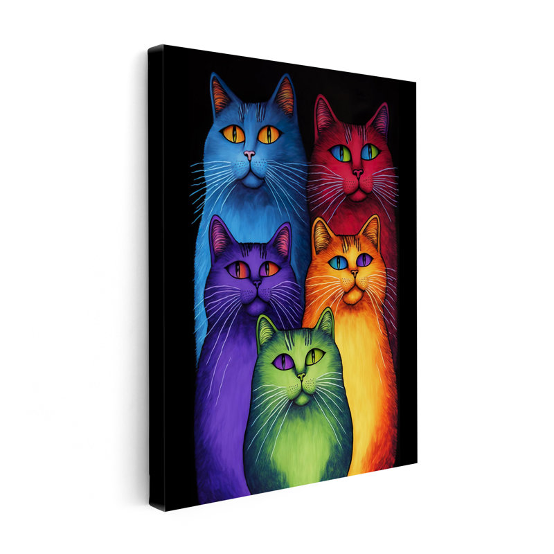 Rainbow Cats, Unframed, Canvas, 18"H x 24"W