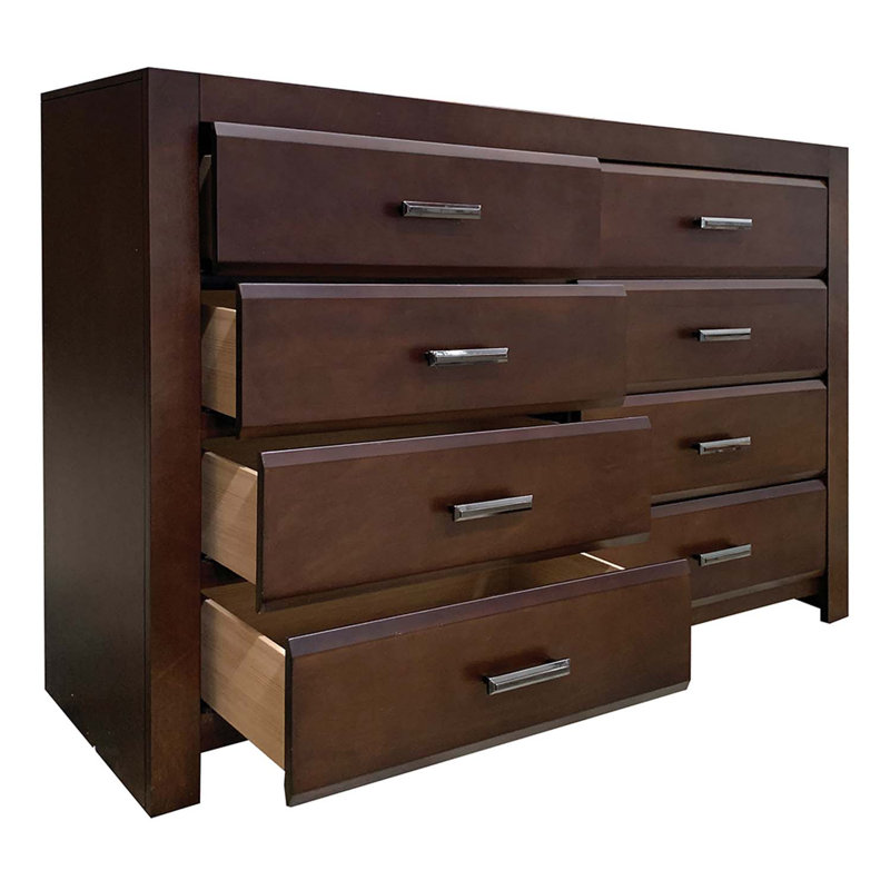 Commode 8 tiroirs Oberreit, finition noyer