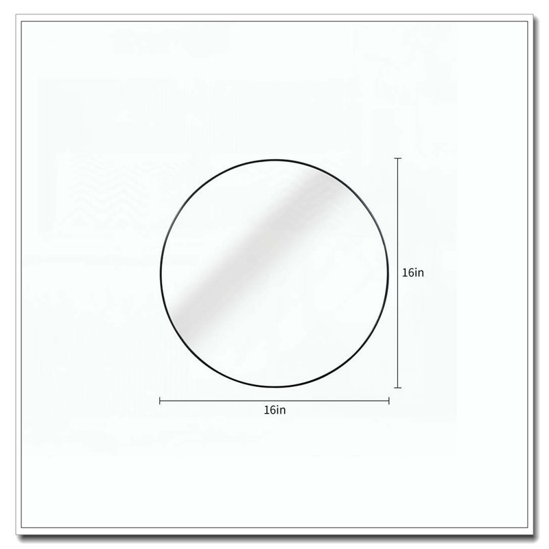 Miroir de salle de bain rond en métal, Noir
